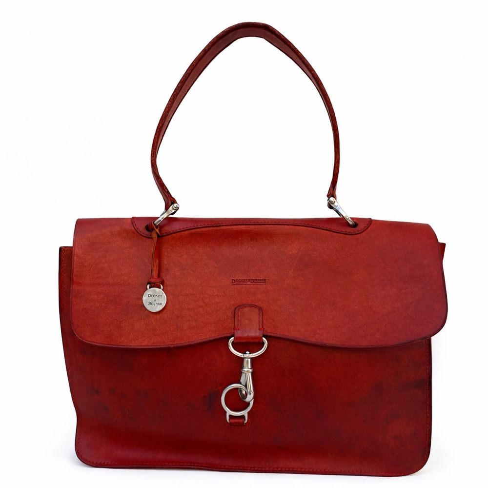 Dooney & Bourke Alto Italian Leather Briefcase Messenger Bag Red Vintage Patina - Picture 2 of 15